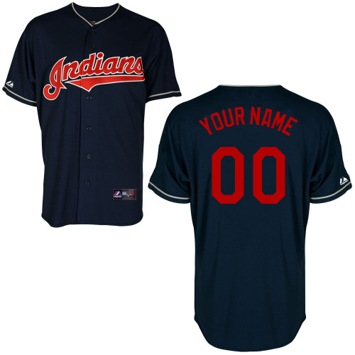 Customized Youth MLB jersey-Cleveland Indians Authentic Alternate Navy Cool Base Baseball Jersey